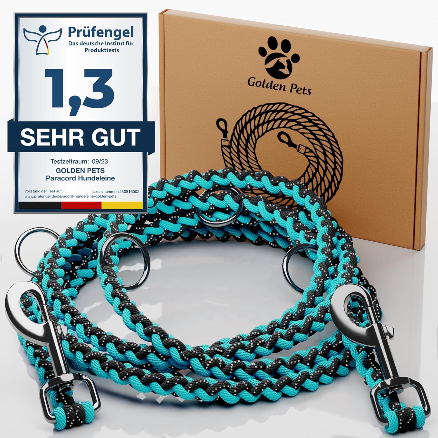 Paracord Hundeleine verstellbar 2m-3m reflektierend wetterfest