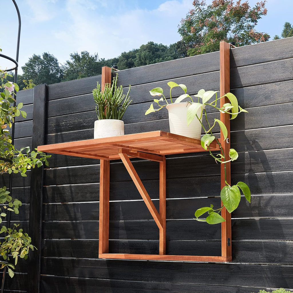 Casaria Balkontisch klappbar Akazie 65x45 cm fuer Gelaender bis 40 kg, wetterfest