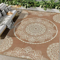 Famibay Outdoor Teppich 180x270 cm wendbar wasserfest beige braun fuer Garten