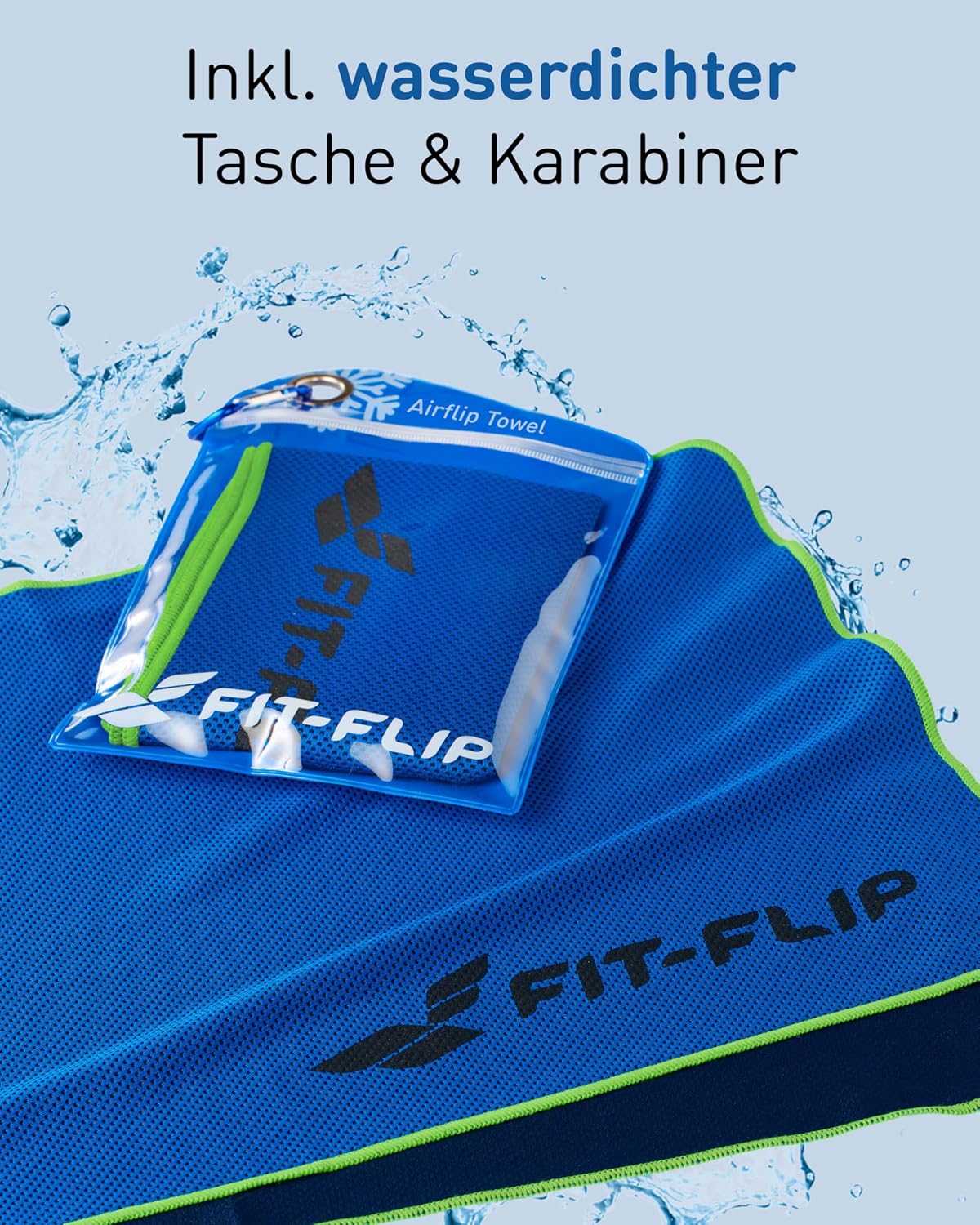 Fit-Flip Kuehlhandtuch 3er Set Mikrofaser Nackenkuehlung Sport