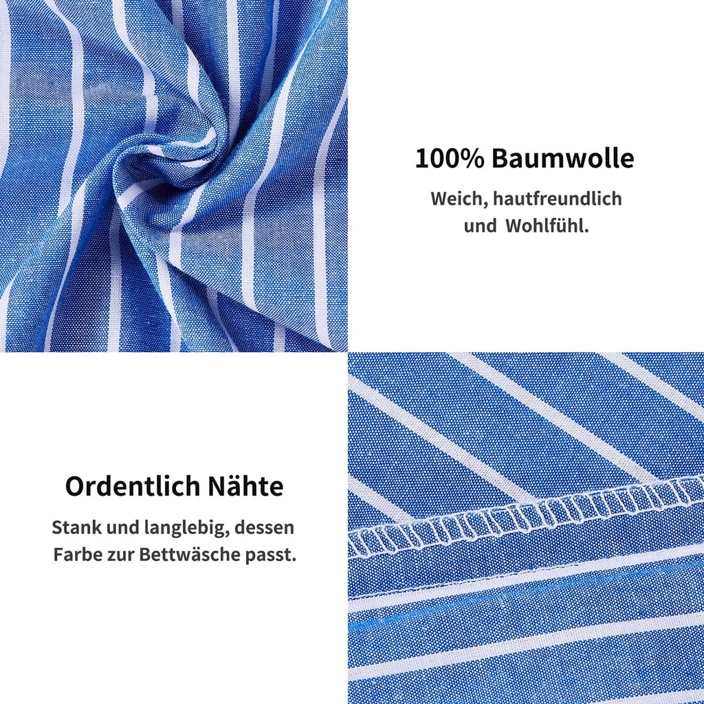 HENGWEI Bettwaesche 135x200 Baumwolle 2-teilig lila Blumen Streifen OeKO-TEX
