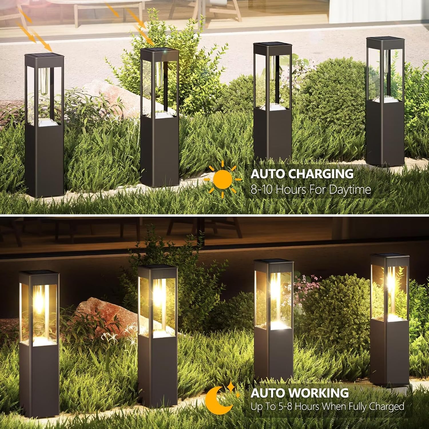 Joomer Solar-Wegeleuchten 4er Set LED warmweiss quadratisch wetterfest