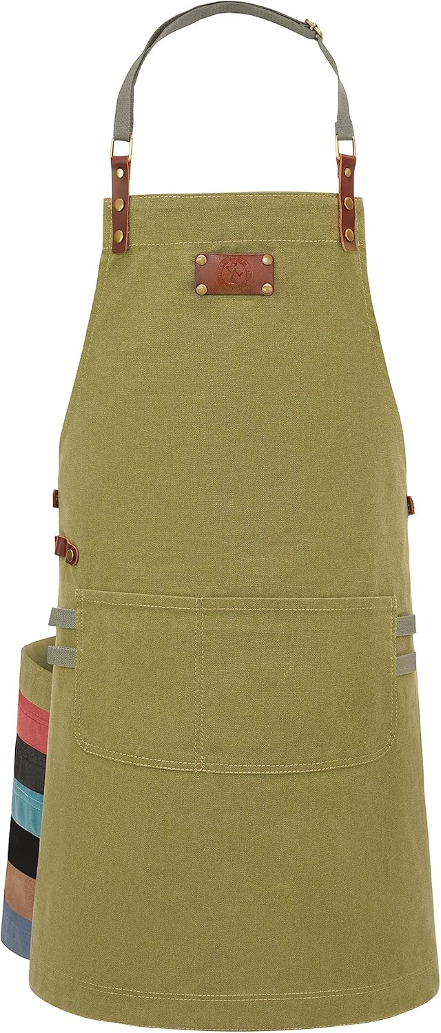 Ess-Nische Kochschuerze Denim unisex extra lang Grillschuerze mit Taschen