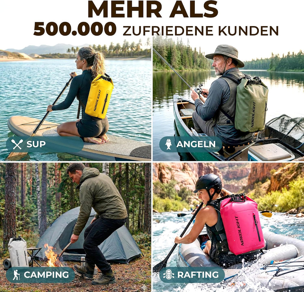 Nordlight Dry Bag 10 L wasserdichter Packsack mit Schultergurt und Handyhuelle We