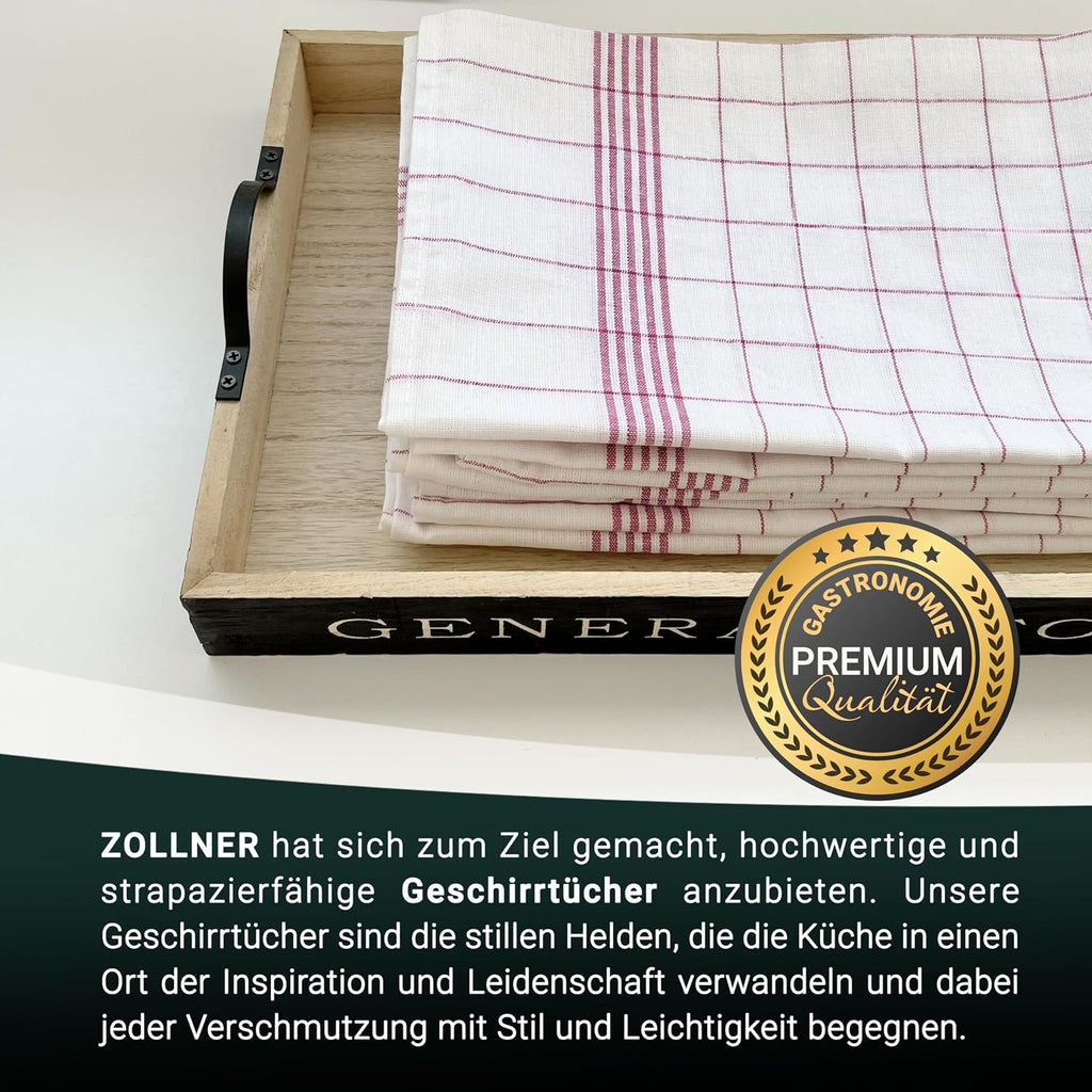 ZOLLNER Geschirrtuecher Baumwolle 10er Set 50x70 cm Rot Weiss 70cm
