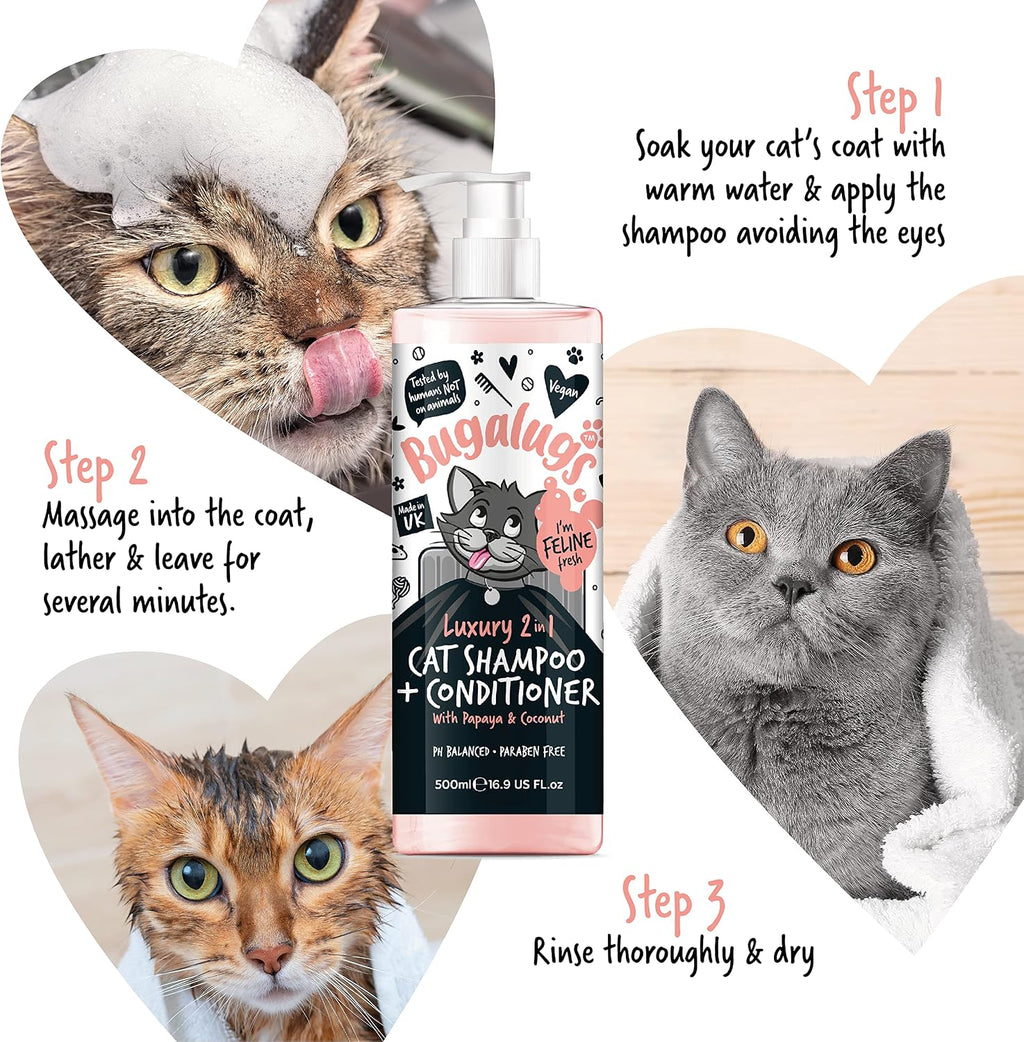 Bugalugs Katzenshampoo mit Conditioner 2in1 500 ml Pumpspender