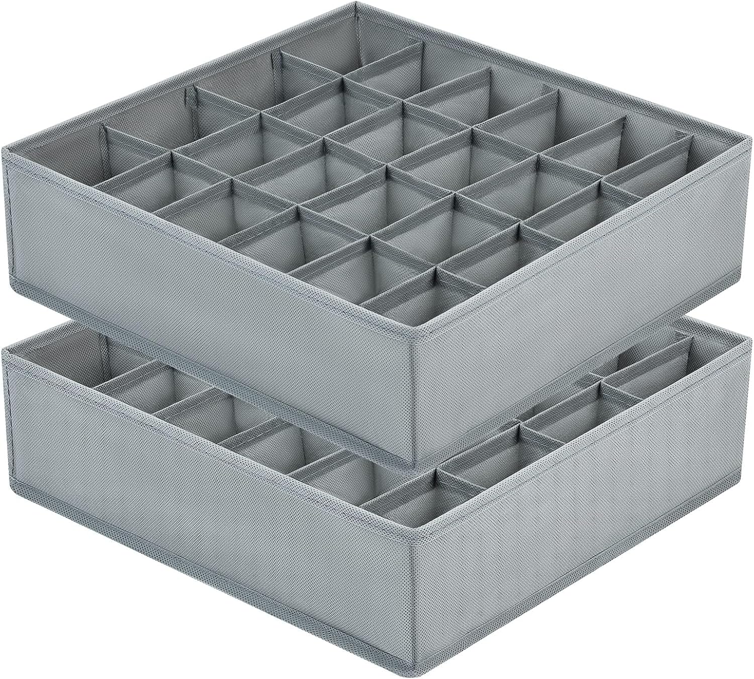 Unterwaesche Organizer 2er Set 48 Faecher faltbar Schubladeneinsatz Grau