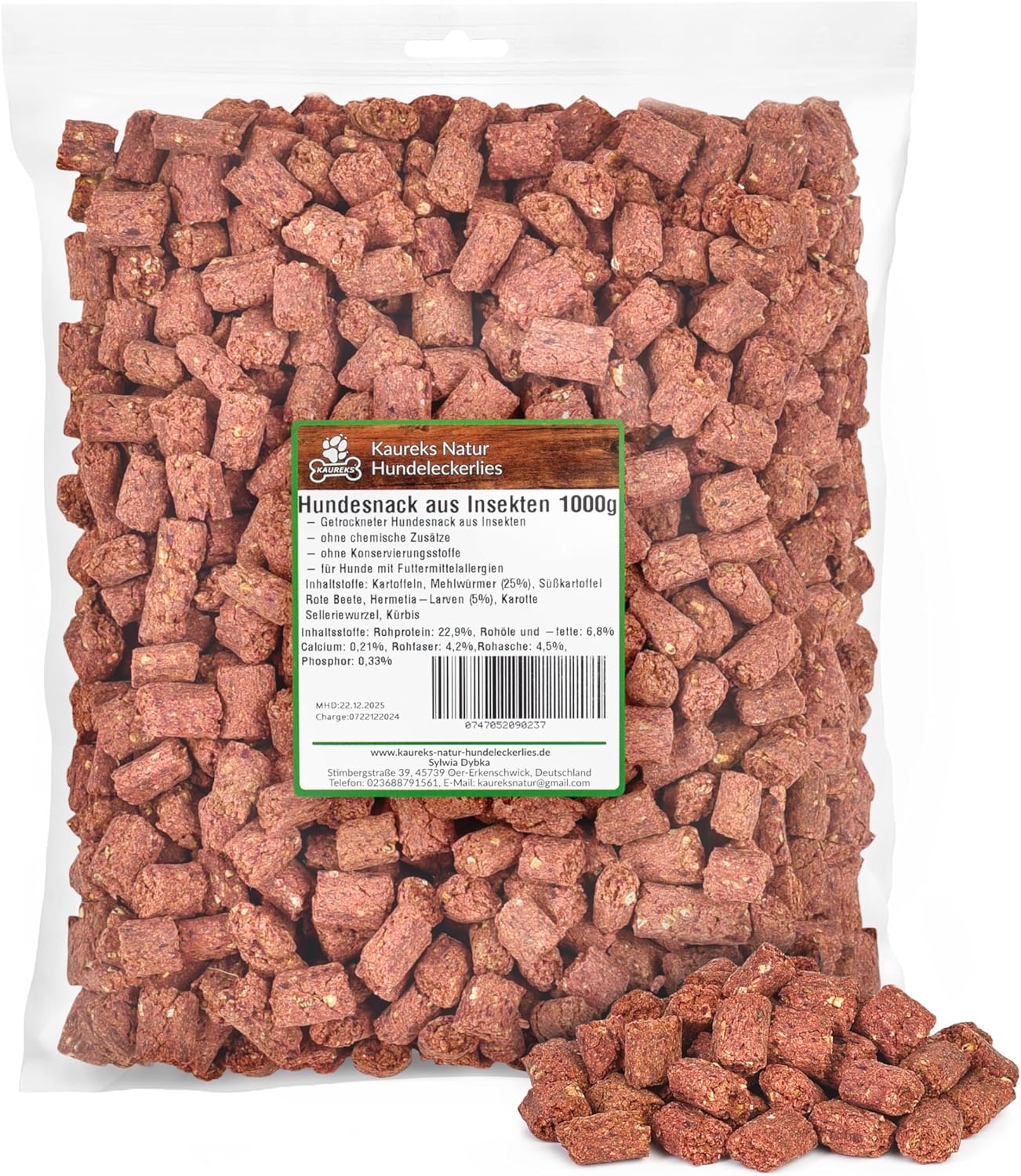 Hundesnack aus Insekten 1000 g - Trainingssnack fuer alle Hunde