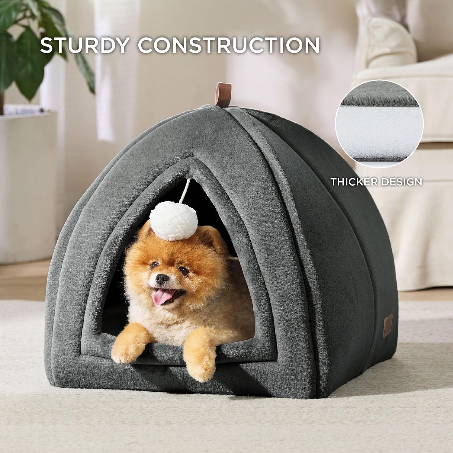 Katzenhoehle Katzenbett 40-44cm faltbar mit waschbarem Kissen