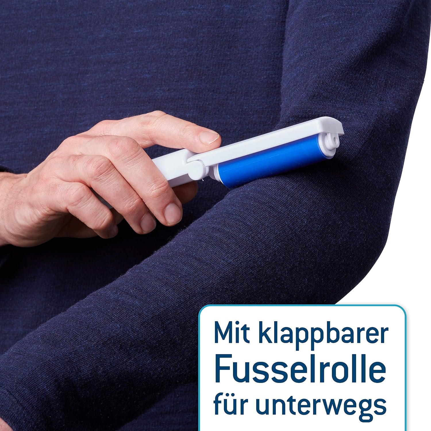 Fusselbuerste Set mit faltbarer Fusselrolle Blau wiederverwendbar gegen Tierhaare