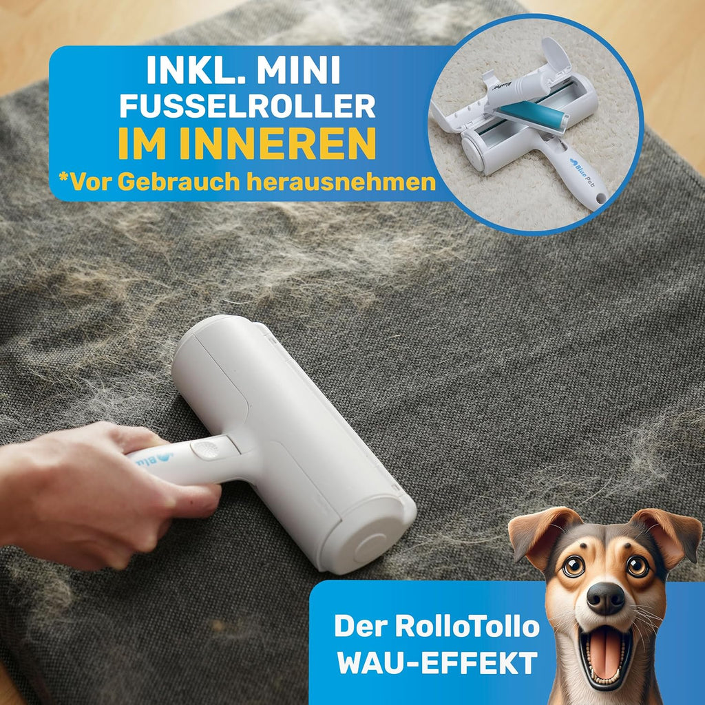 BluePet Tierhaarentferner wiederverwendbar + Mini-Fusselrolle fuer Kleidung