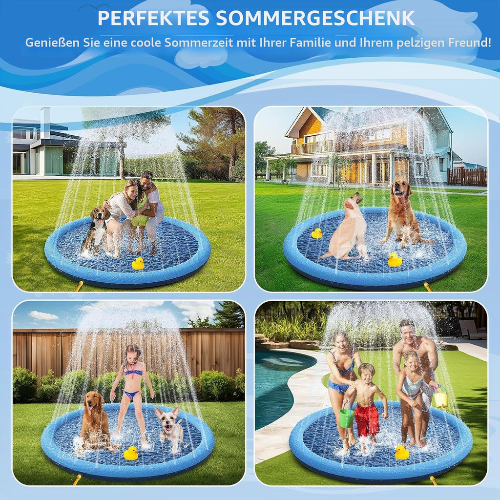 YAUNGEL Hundepool faltbar 150 cm rutschfest 0,55 mm robust fuer Garten 150cm-246c