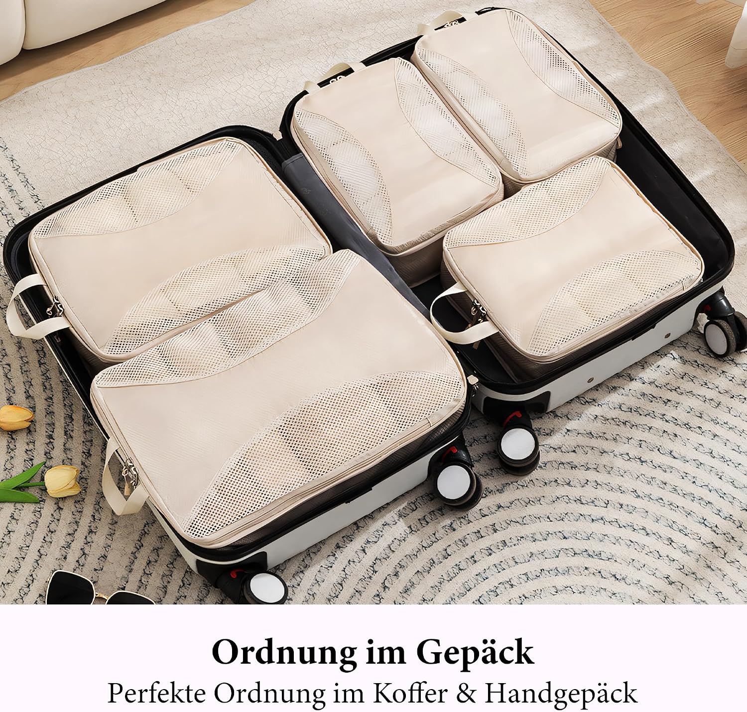 Koffer Organizer Set 8-teilig Kompressions Packing Cubes Reisegepaeck