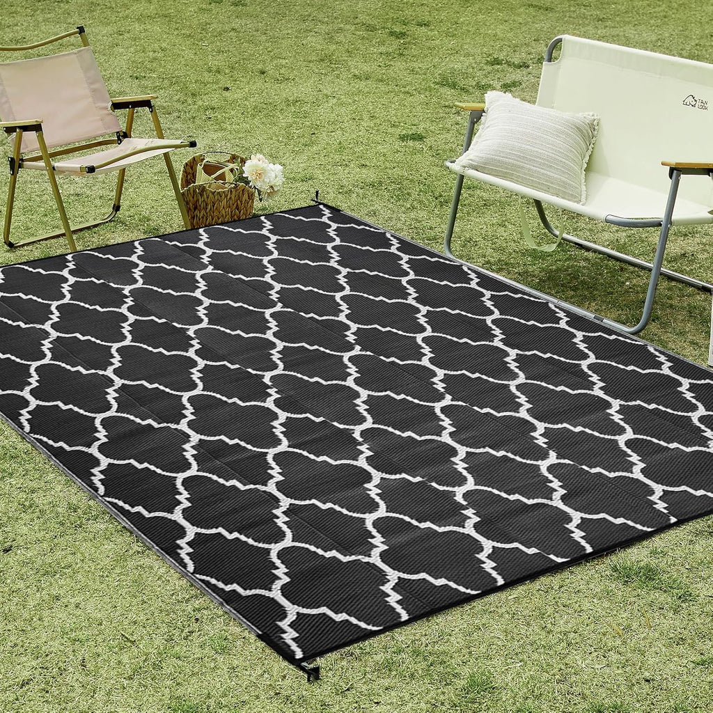 OIGAE Balkon- und Garten Teppich 120x180 cm Grau wetterfest UV-bestaendig