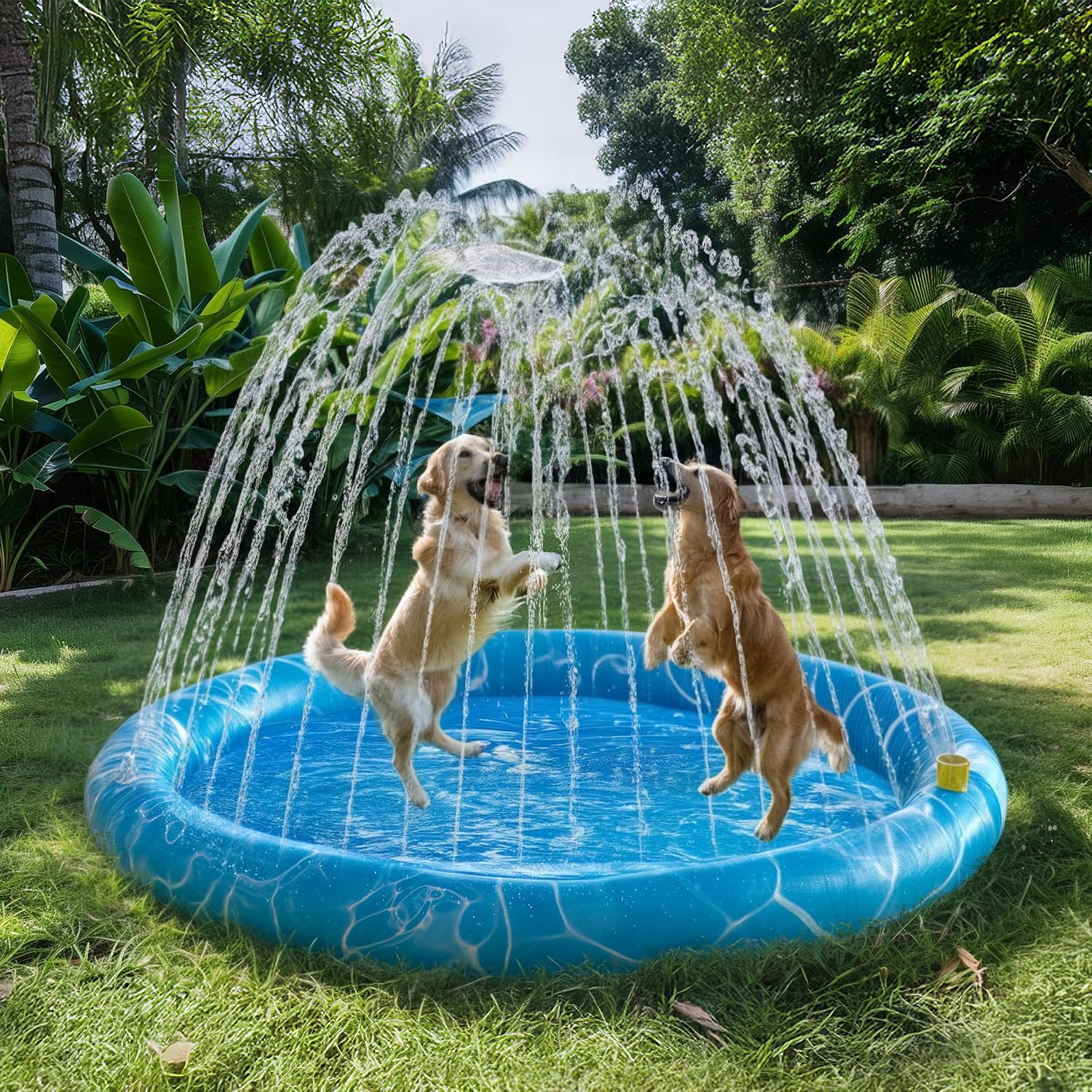 ALL FOR PAWS Hund Wasserpad Sprinkler Matte 130cm-150cm kuehlend rutschfest