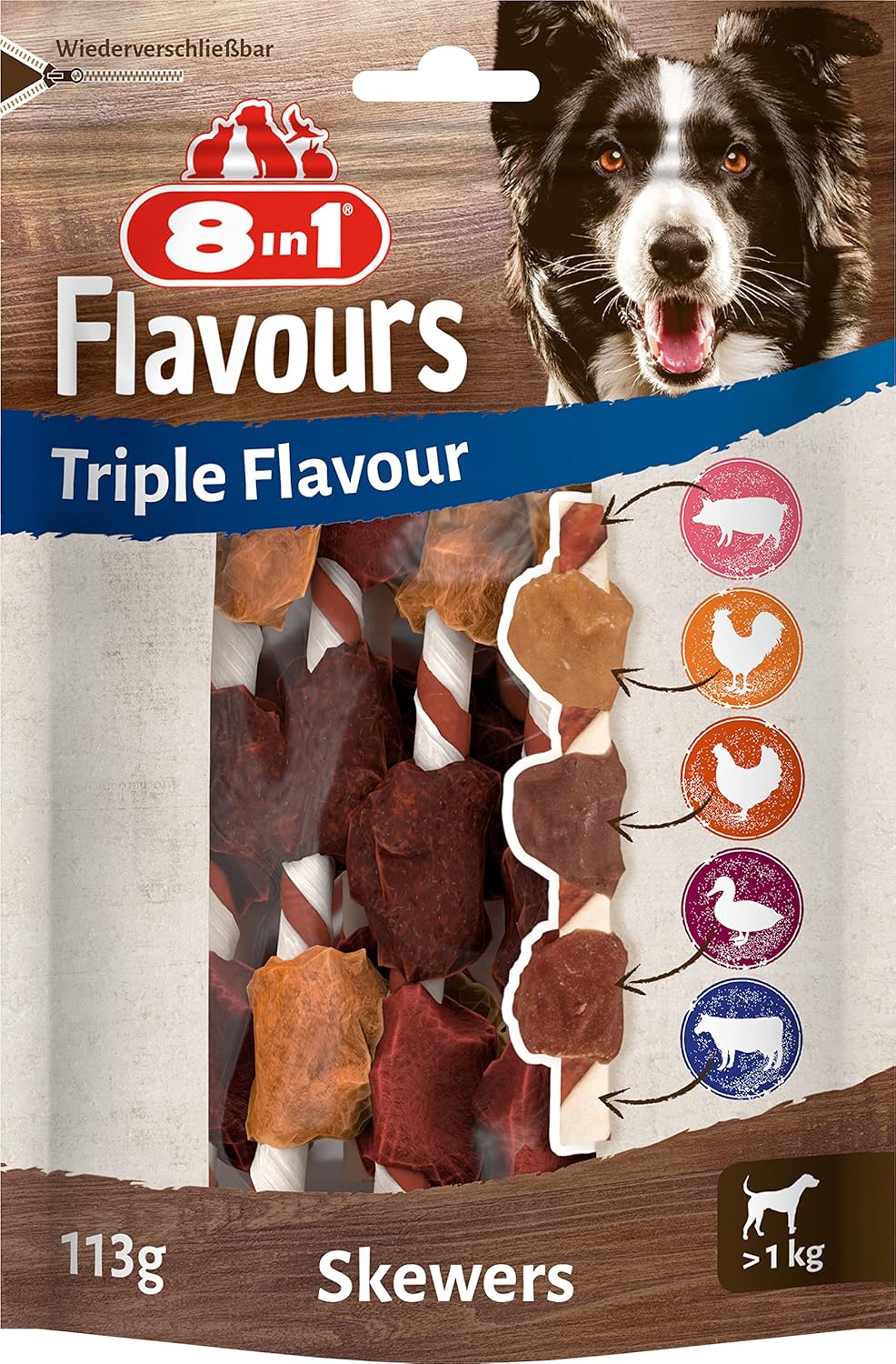 8in1 Hunde Kaustangen Triple Flavour Beutel 3er Pack