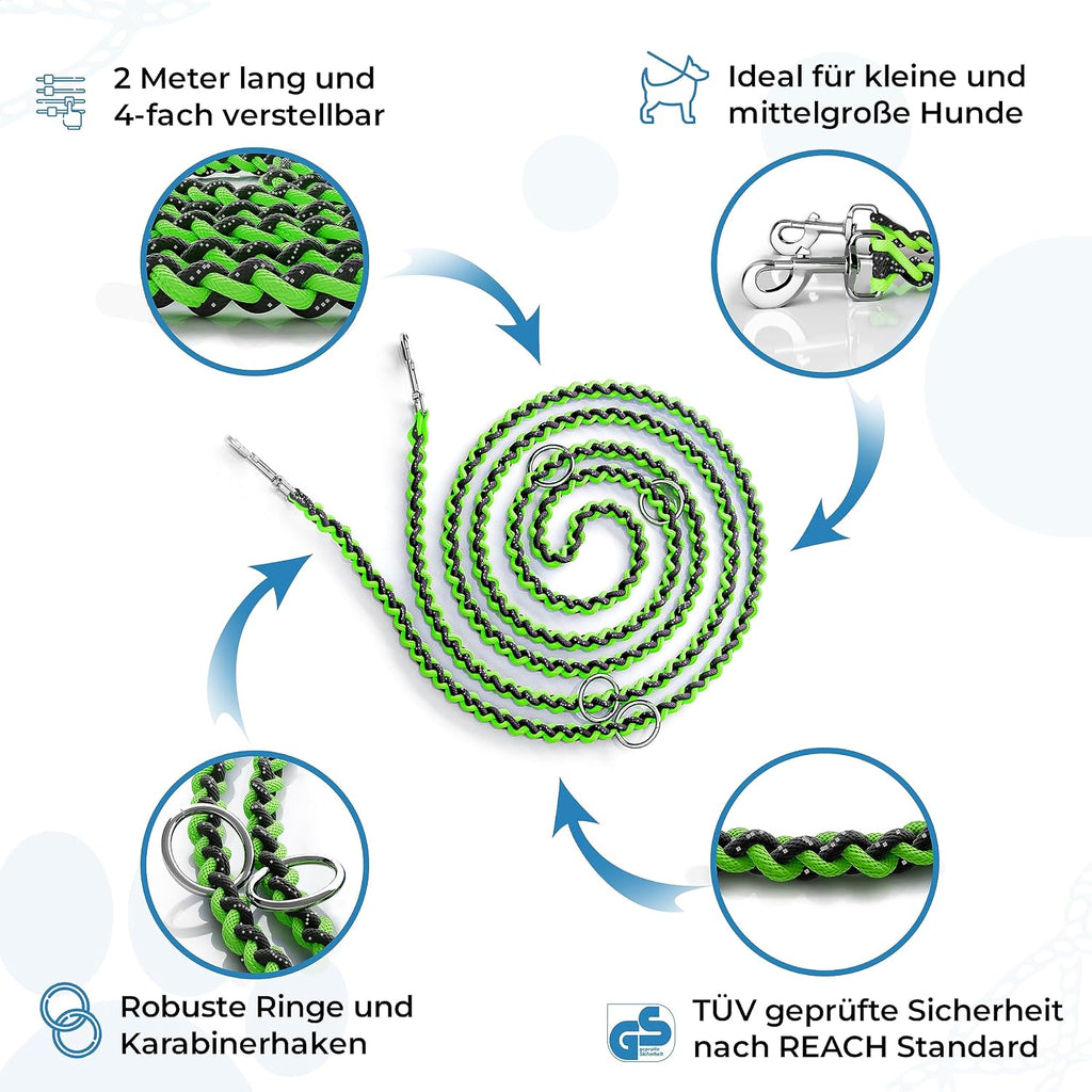 Paracord Hundeleine verstellbar 2m-3m reflektierend wetterfest