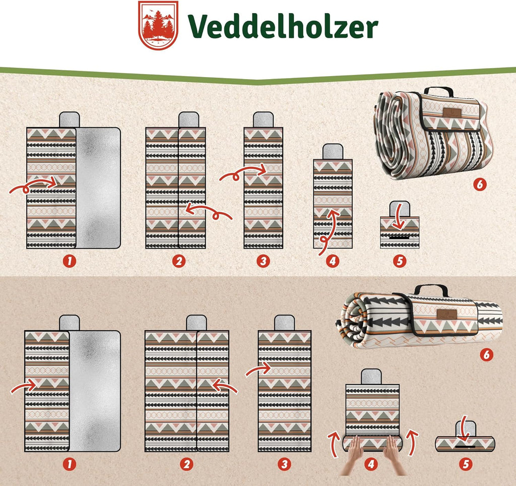 Veddelholzer Stranddecke 200x200 cm wasserdicht sandfest XXL isoliert gepolstert