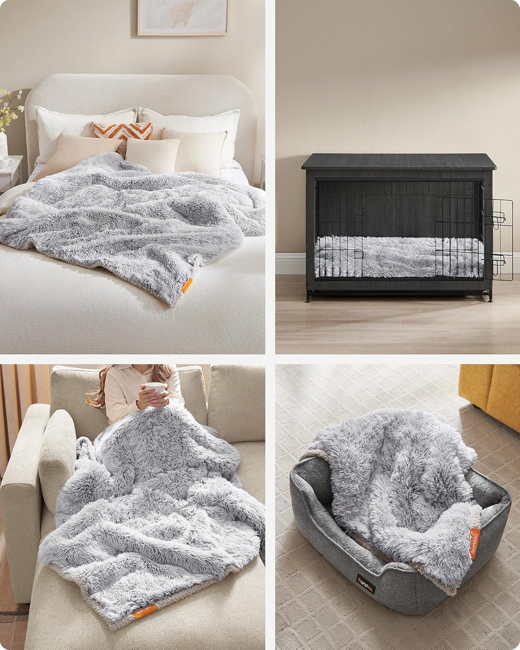 Feandrea Hundedecke Sherpa beidseitig wasserdicht S 73x63 cm Ombré 63cm-203cm