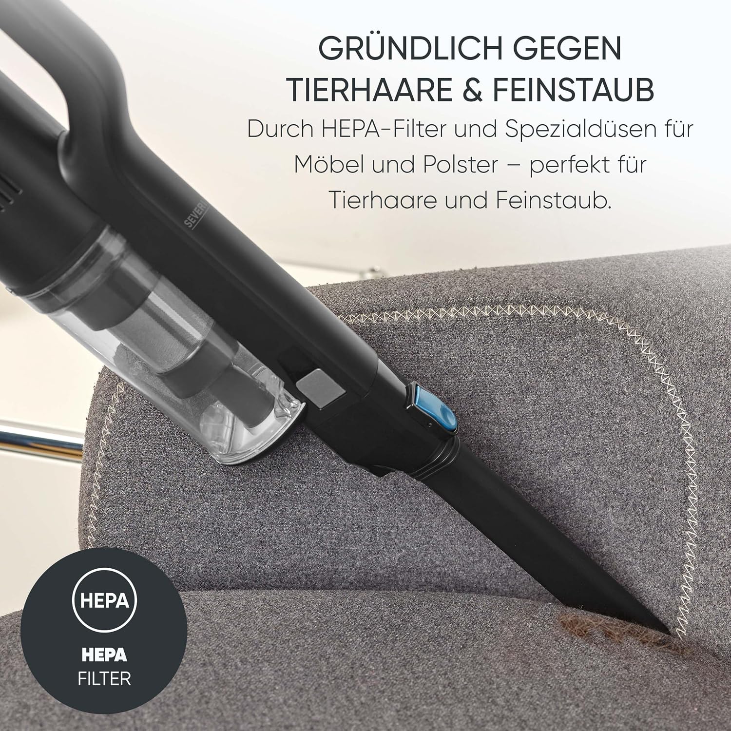 SEVERIN Akku-Handstaubsauger HV 7146 4‑in‑1 Nass und Trocken Weiss‑GrauRot