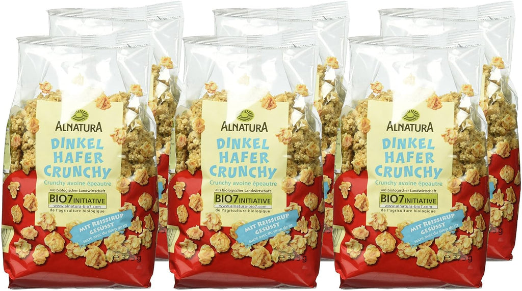 Dinkel Hafer Crunchy Knuspermuesli Fruehstueck verschiedene Sorten