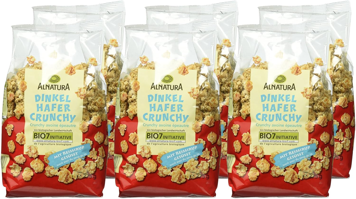 Dinkel Hafer Crunchy Knuspermuesli Fruehstueck verschiedene Sorten
