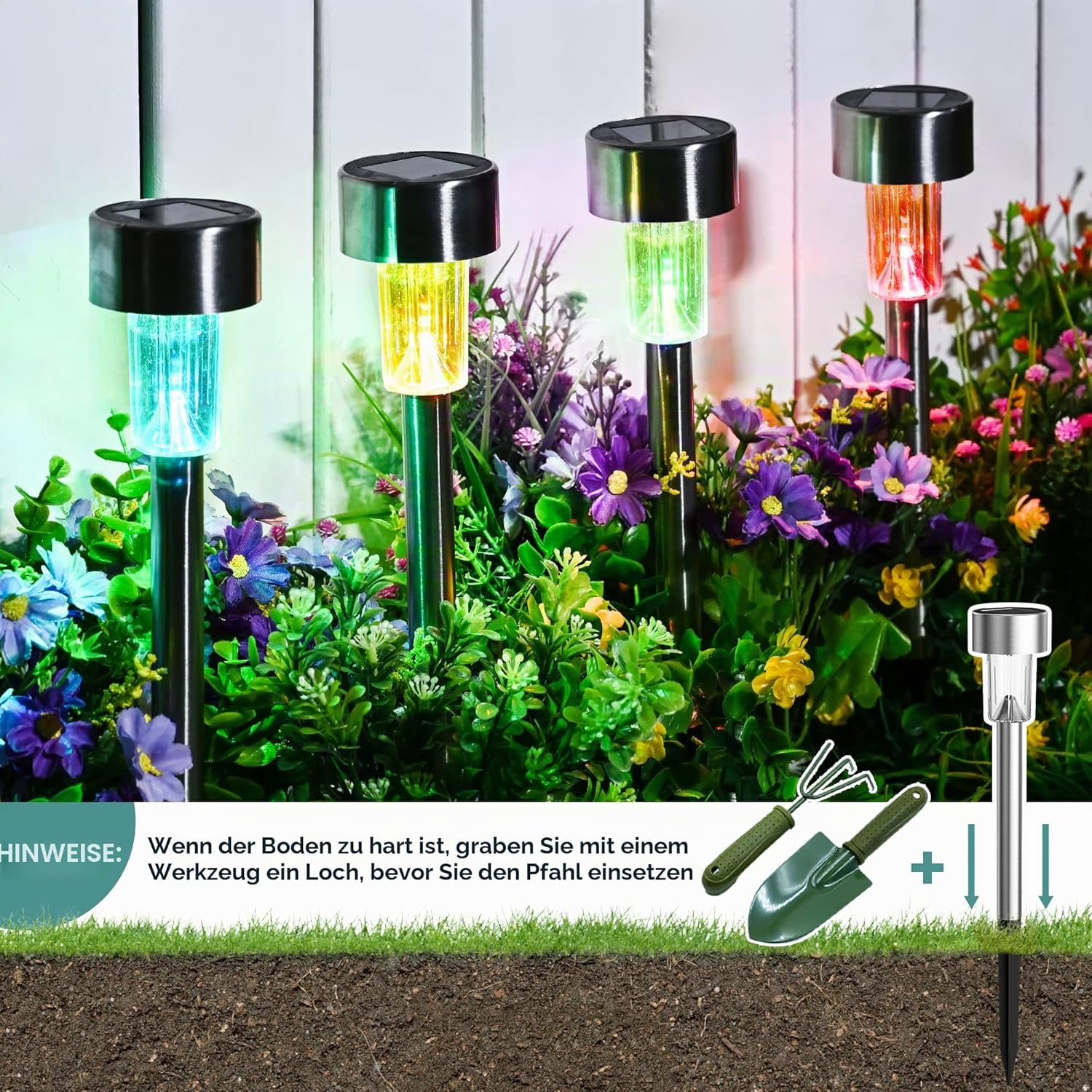 GIGALUMI 12er Solarleuchten Aussen warmweiss wasserdicht Garten Terrasse Weg