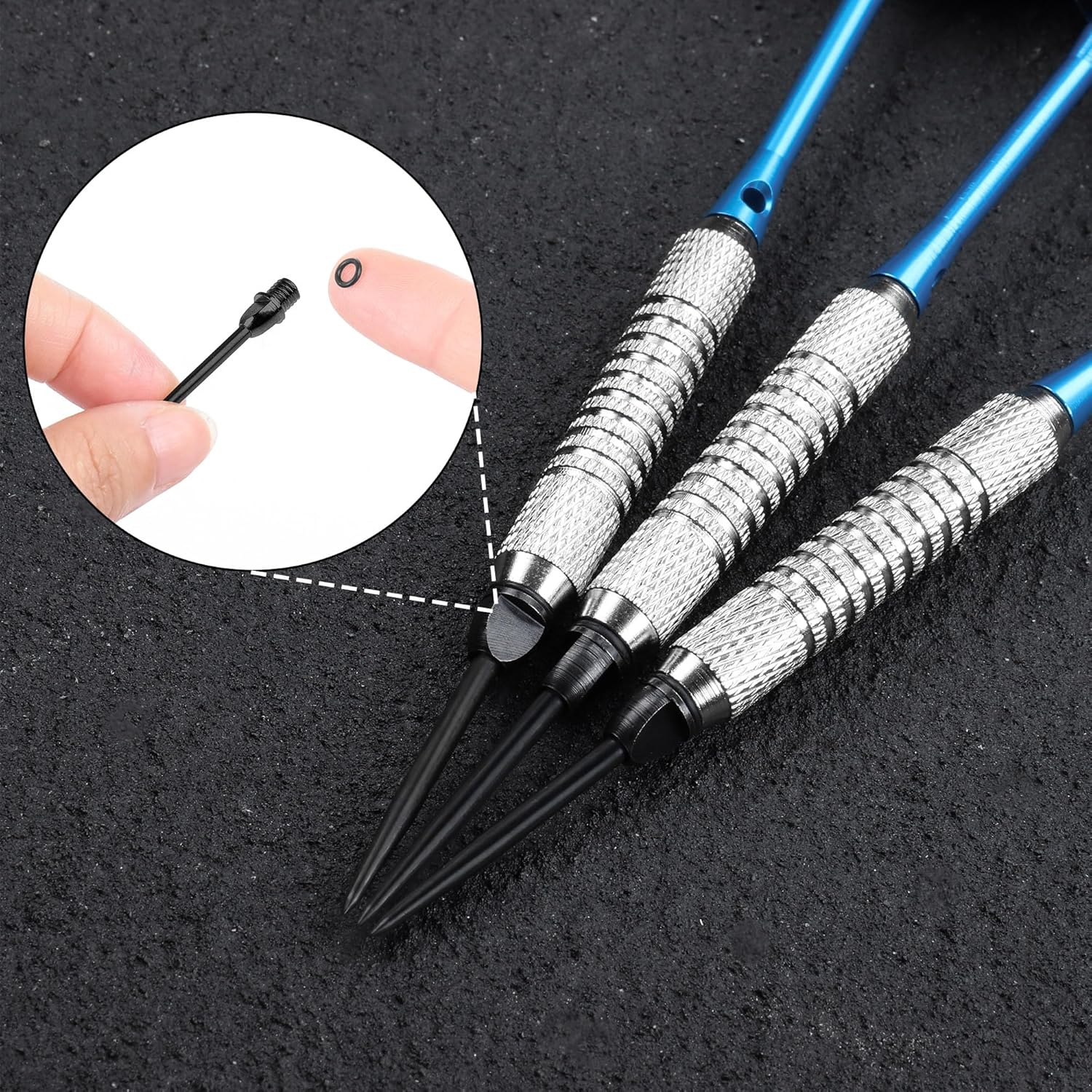 Cyeelife 12er Set Steel Dartspitzen 2BA mit Gummiringen und Spitzer