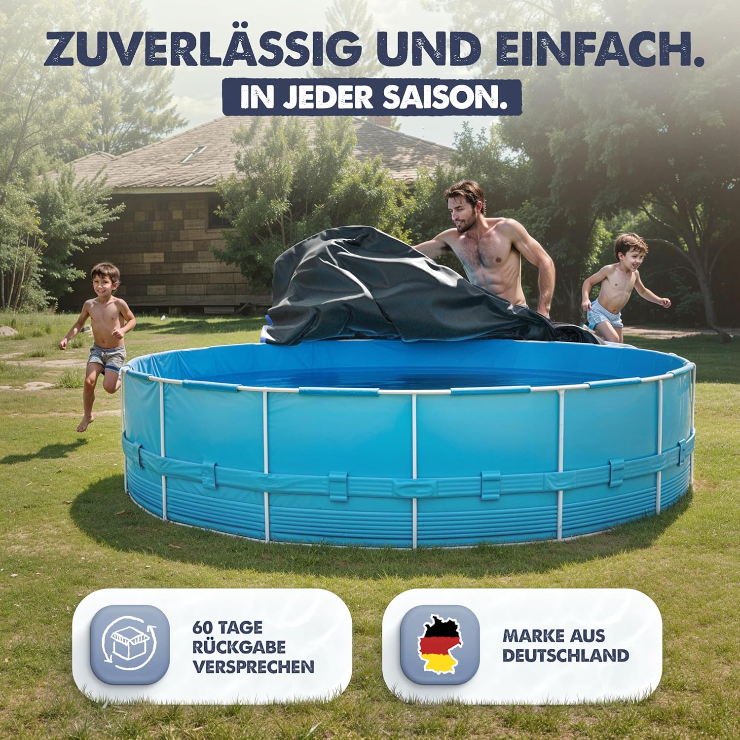 Poolabdeckung rund 366 cm Ø 200 GSM fuer Intex Bestway Pools 366cm-520cm