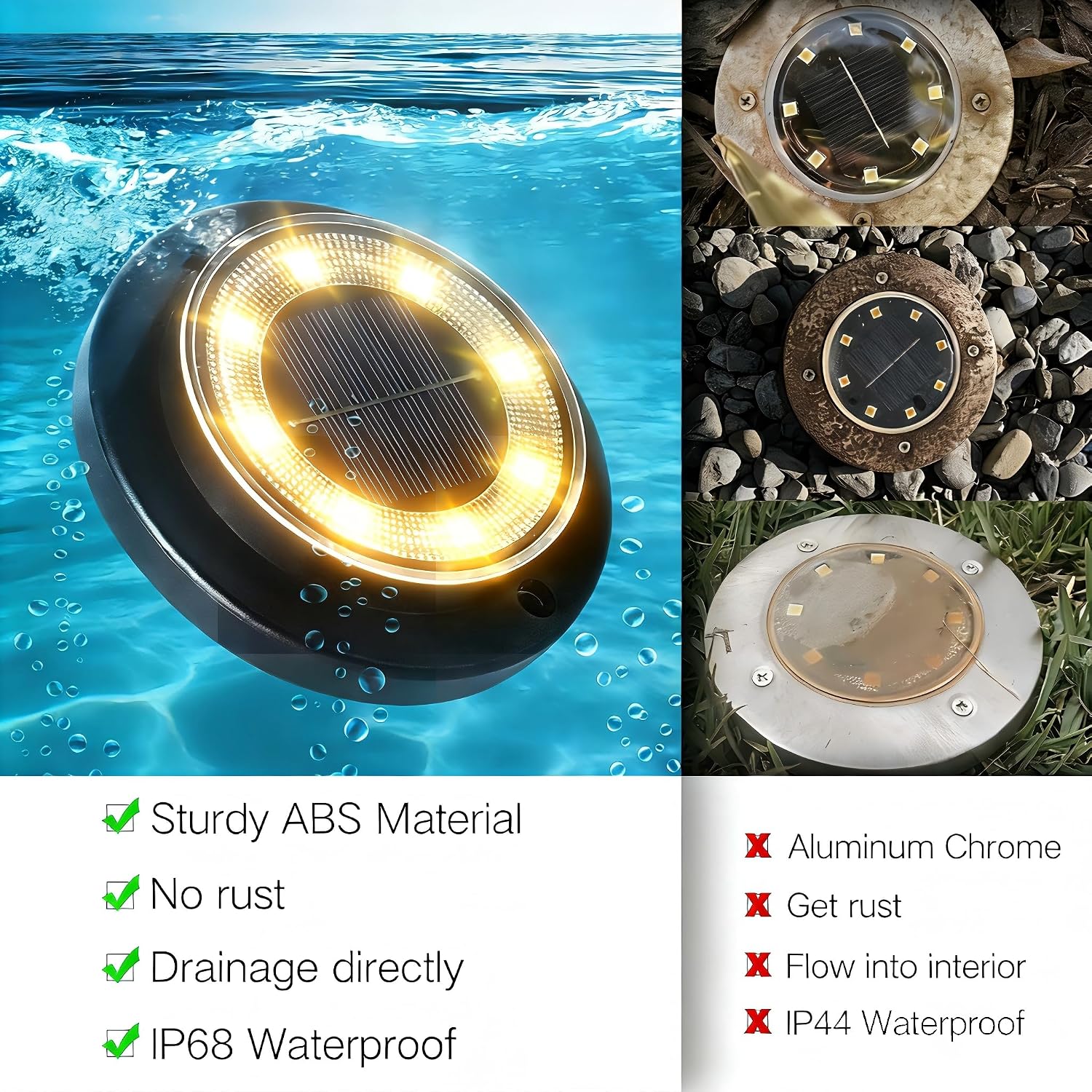Flacchi Solar Bodenleuchten Aussen 8 LEDs Warmweiss 8 Stueck wasserdicht Garten