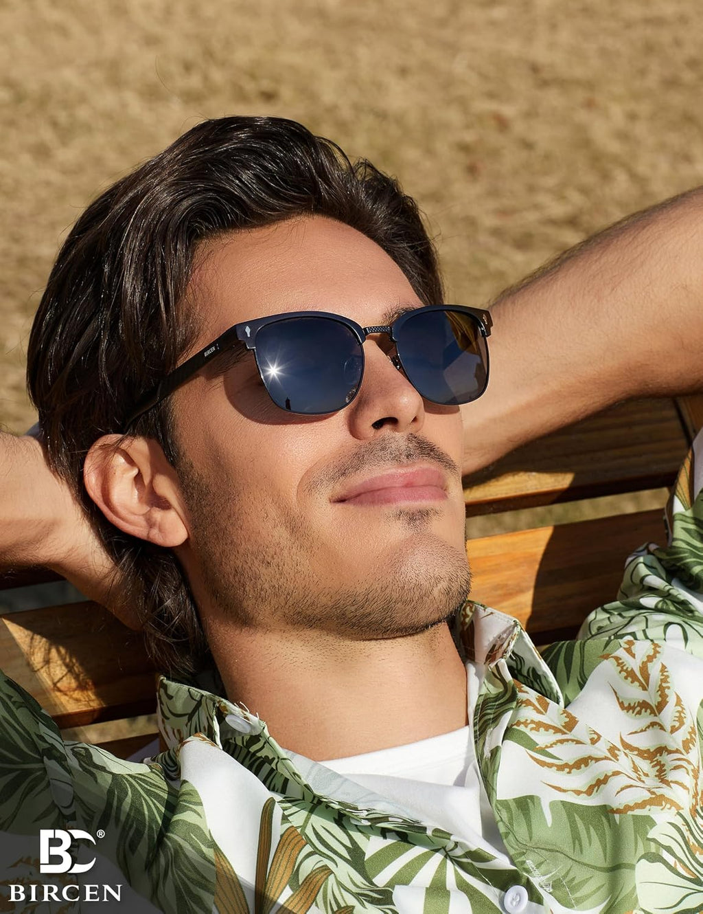 Polarisiert Sonnenbrille Herren UV400 Retro Halbrahmen Fahren Angeln Reisen
