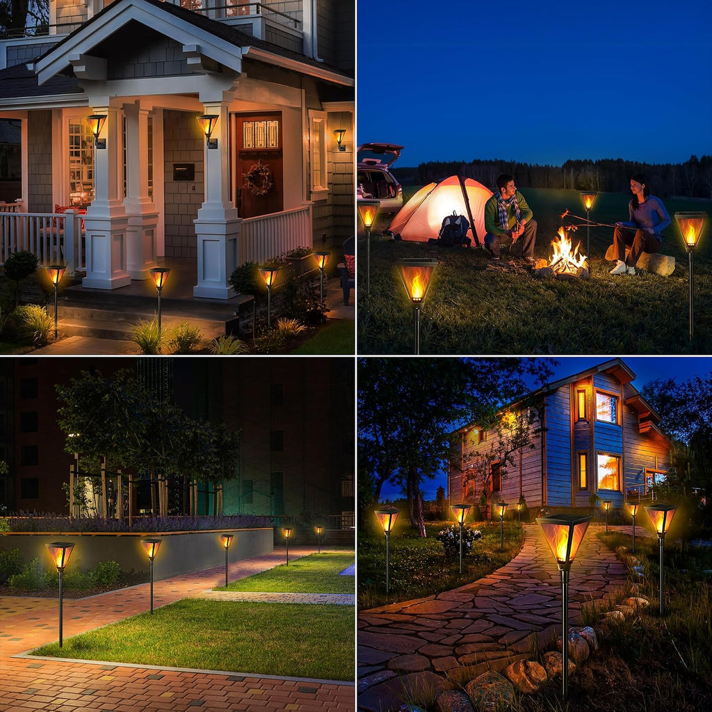 Joomer Solarlampe aussen 2er Set mit realistischem Flammeneffekt IP65 wetterfest