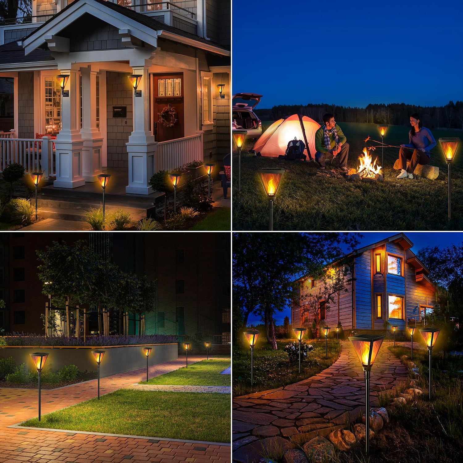 Joomer Solarlampe aussen 2er Set mit realistischem Flammeneffekt IP65 wetterfest