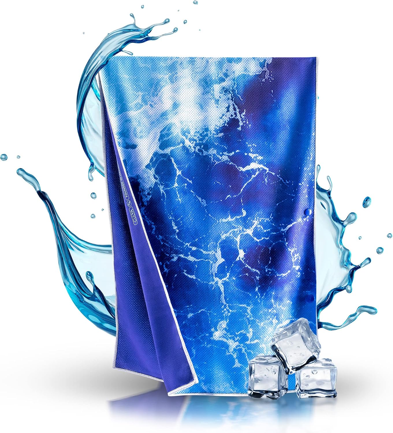 Kuehltuch 90 x 30 cm mit Druckknoepfen fuer Nacken und Sport, reaktivierbar UPF 50+