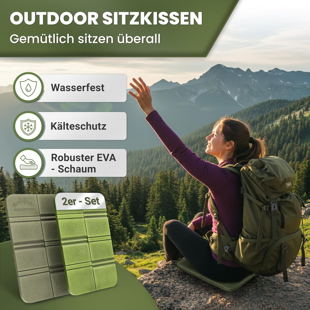 Alpenwert Sitzkissen faltbar 2er Set wasserdicht leicht kompakt fuer Outdoor