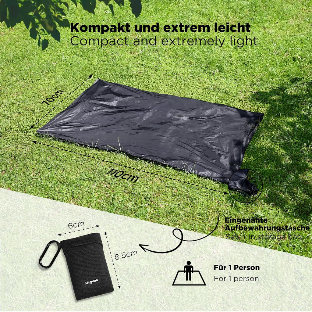 Siegvoll Picknickdecke 110cm-180cm schwarz ultraleicht fuer Personen