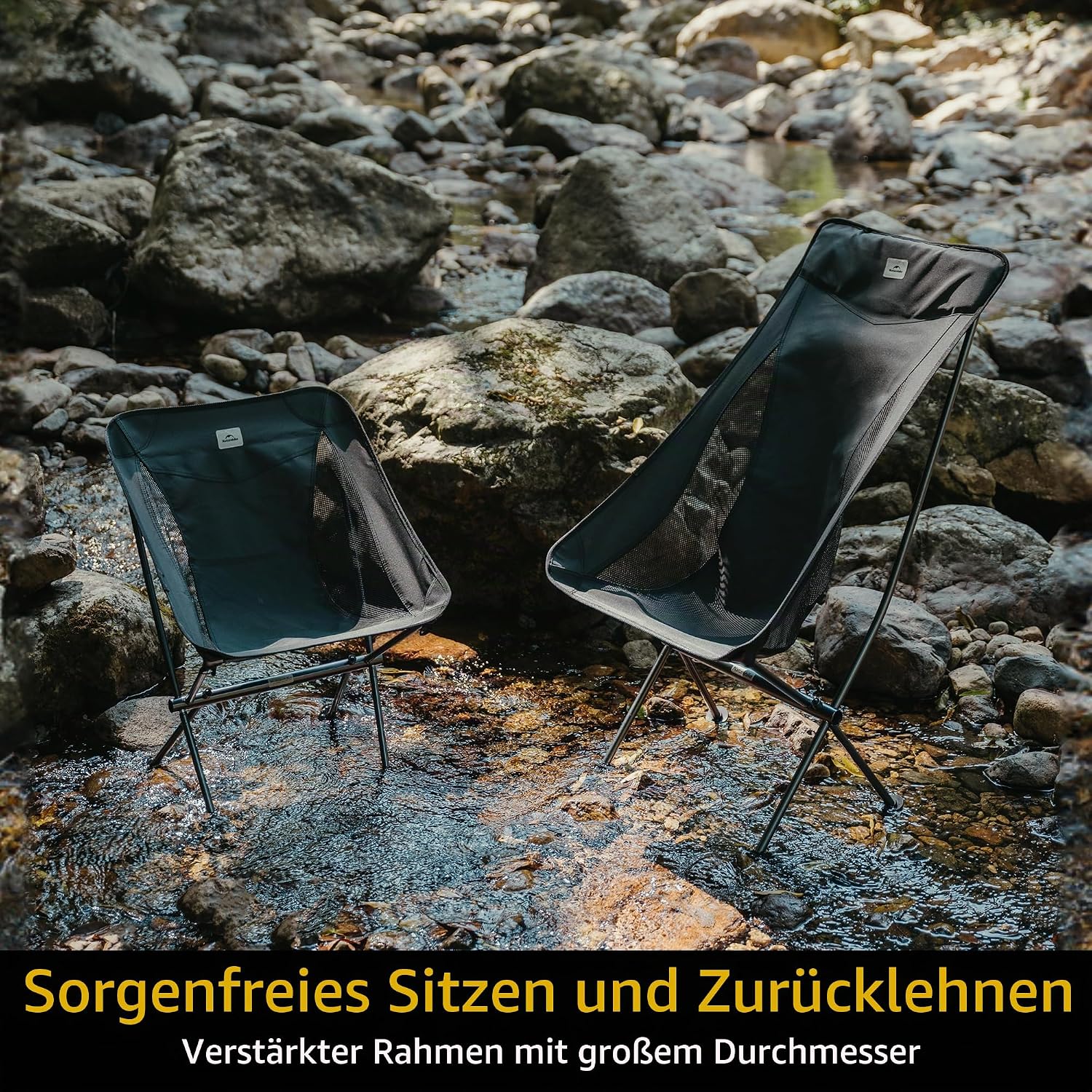 Naturehike Campingstuhl Ultraleicht klappbar bis, Schwarz
