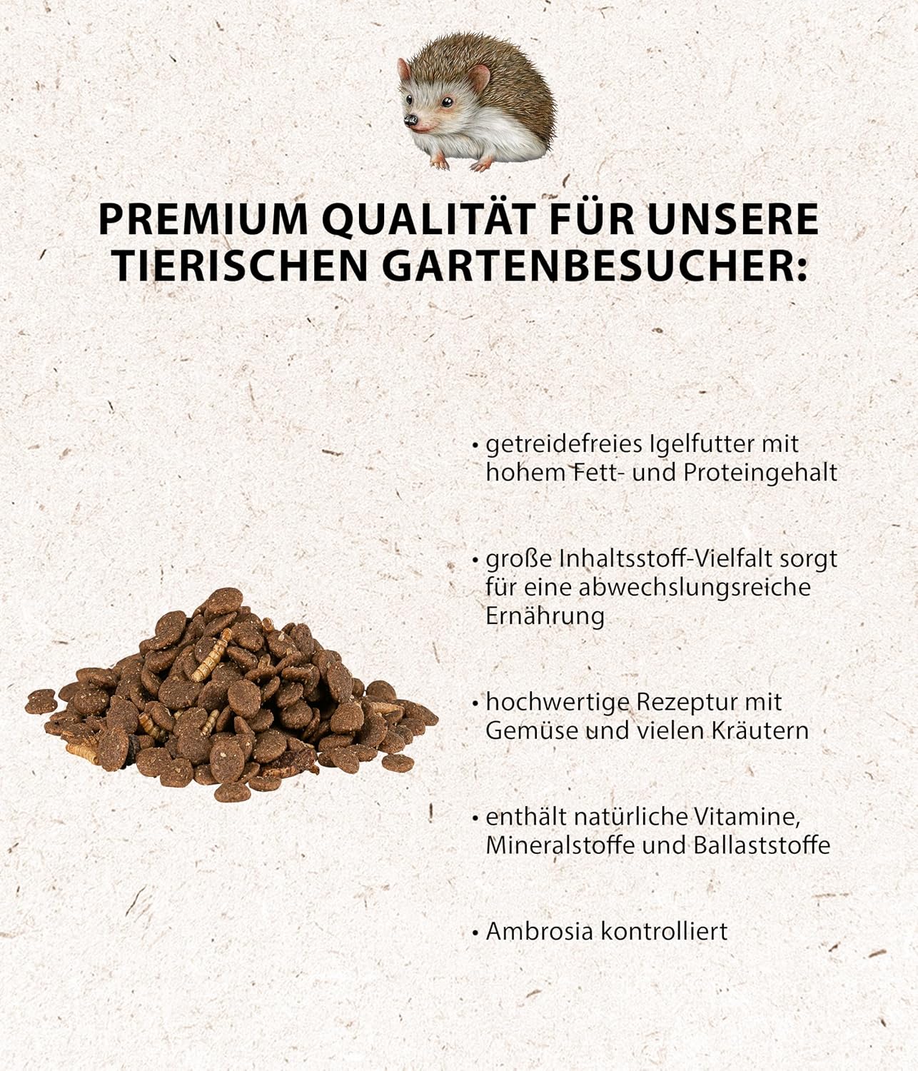 Dehner Natura Igelfutter getreidefrei 2 kg Futter-Mix