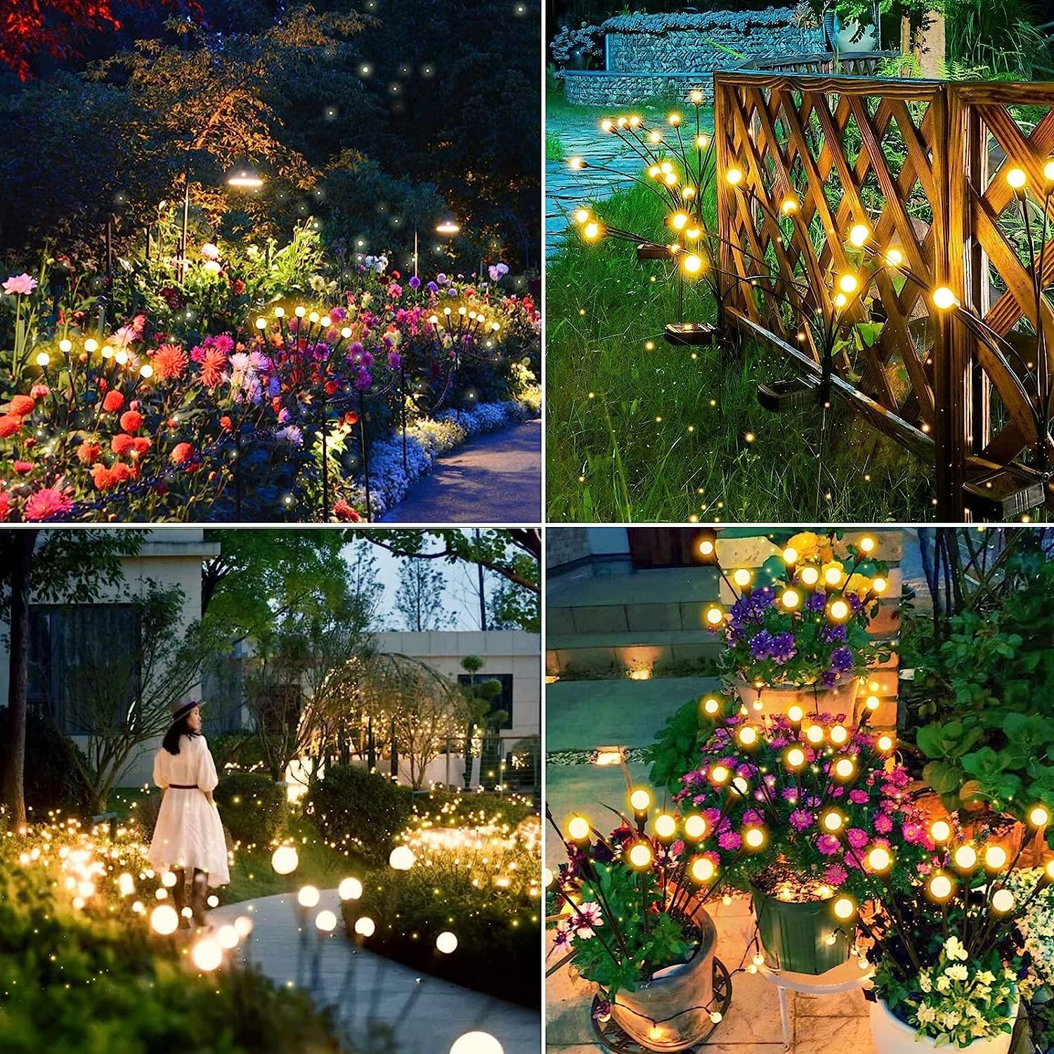 Kizozo Solarlampen 4er Set Garten Aussen 10 LED warmweiss IP65 wasserdicht