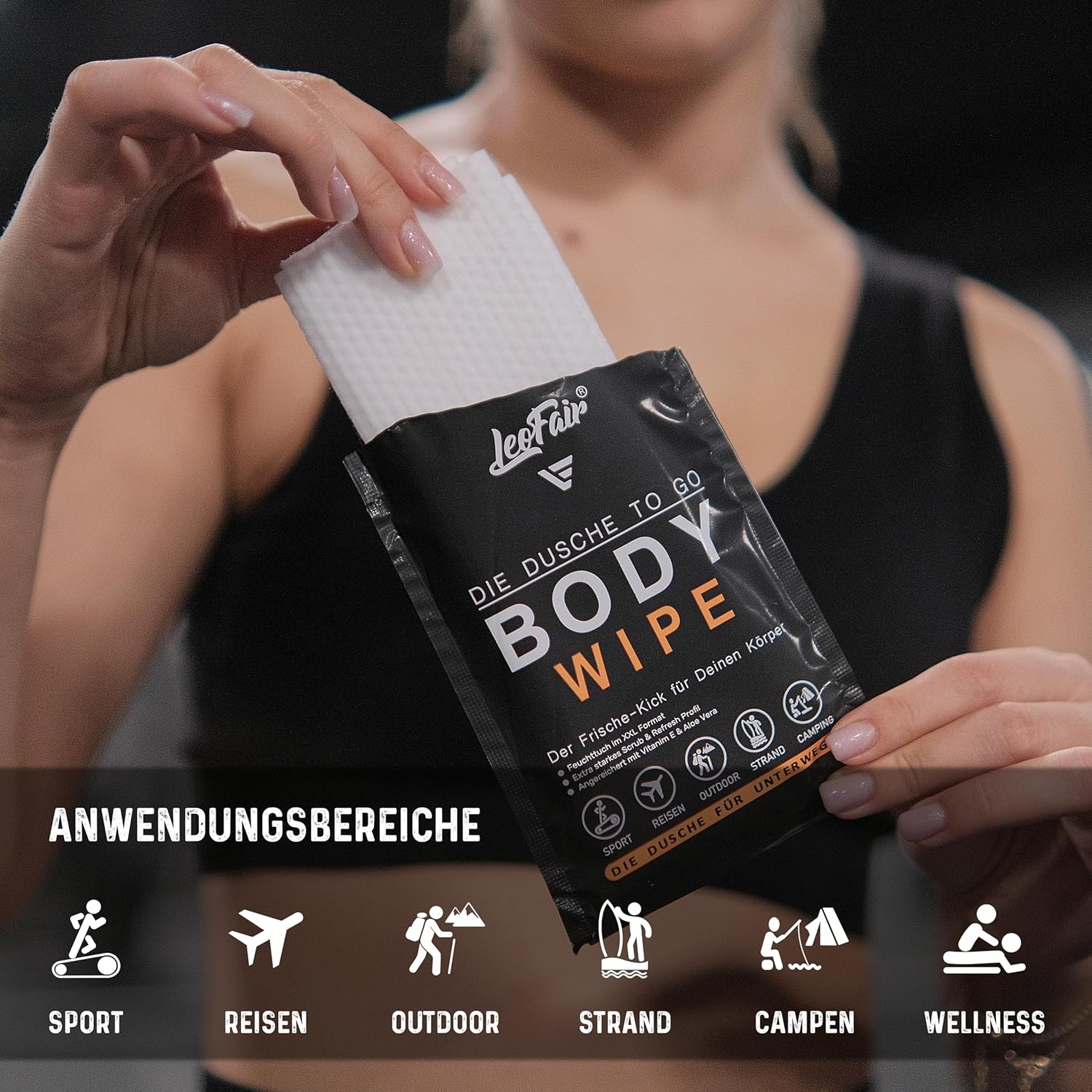 Body Wipes XXL Einmalwaschlappen 10 einzeln verpackte Feuchttuecher Gesicht Koerpe