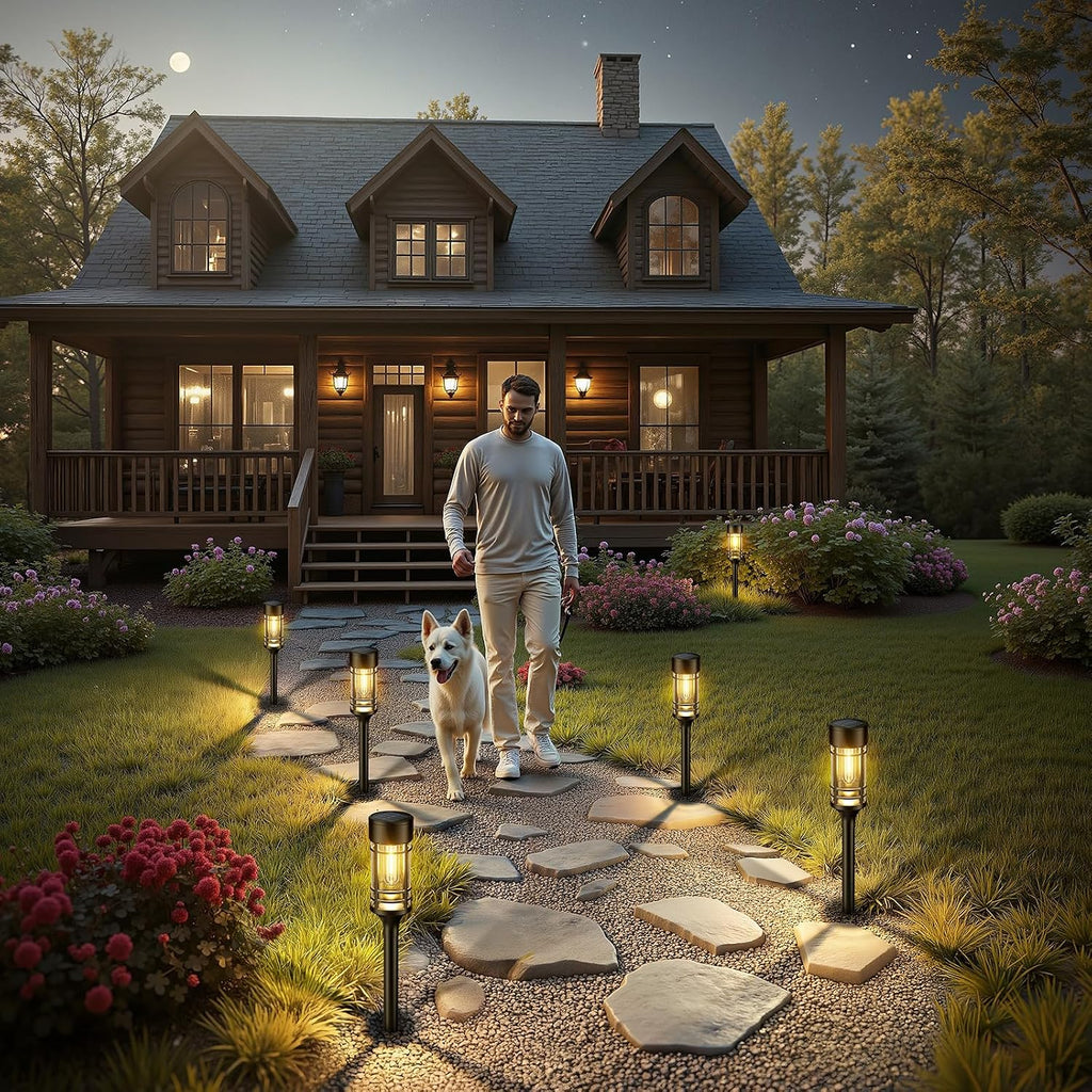 BUCASA Solarleuchten Aussen 6er Set IP65 Warmweiss Gartenlampen Terrasse Hof