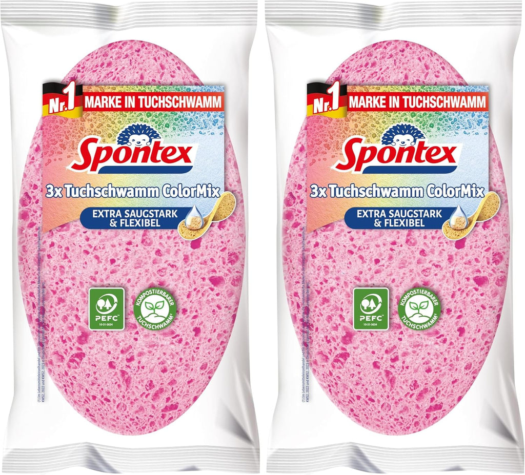 Spontex Colormix Tuchschwamm saugstark Reinigungstuch 3 Stueck