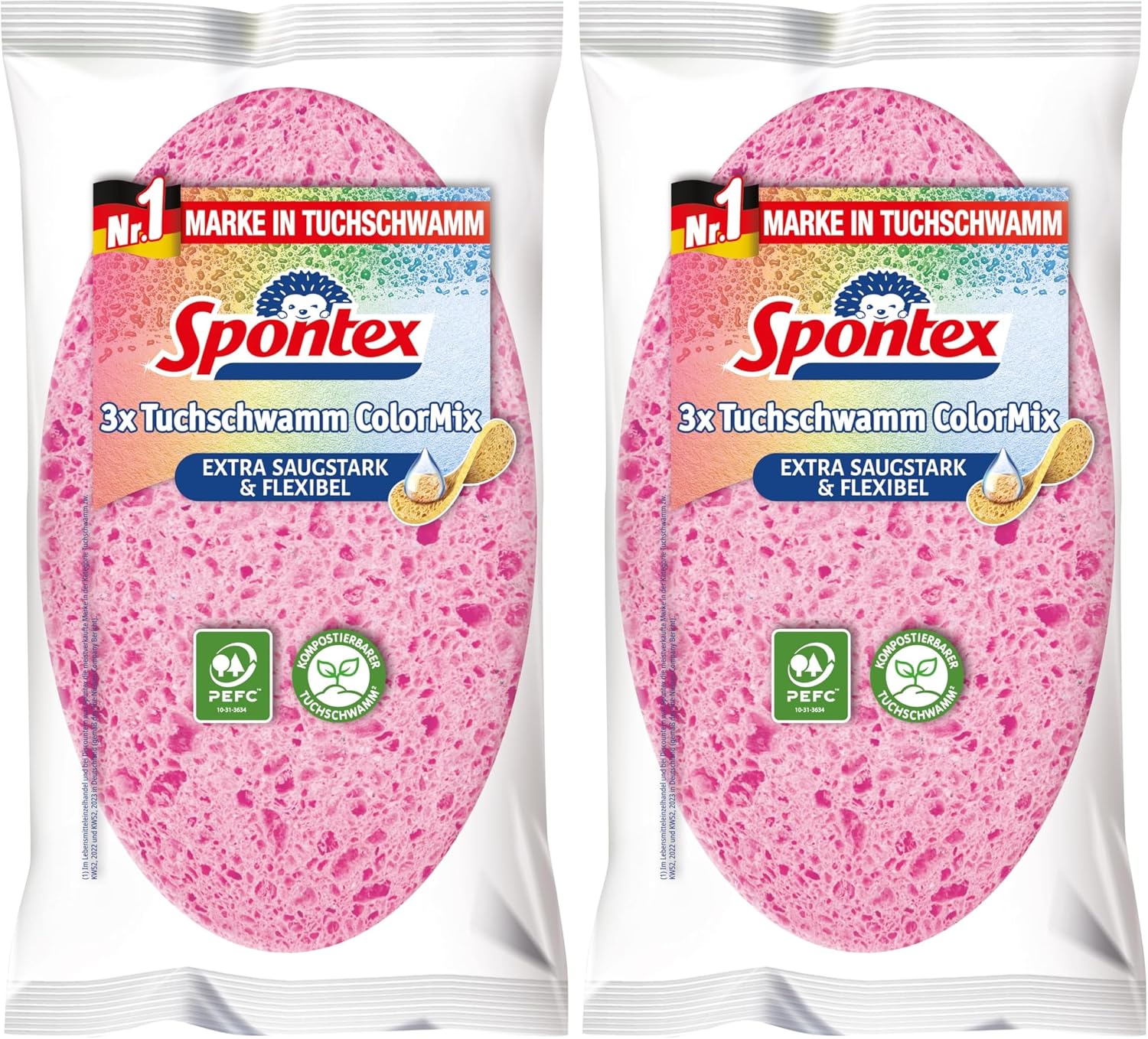 Spontex Colormix Tuchschwamm saugstark Reinigungstuch 3 Stueck
