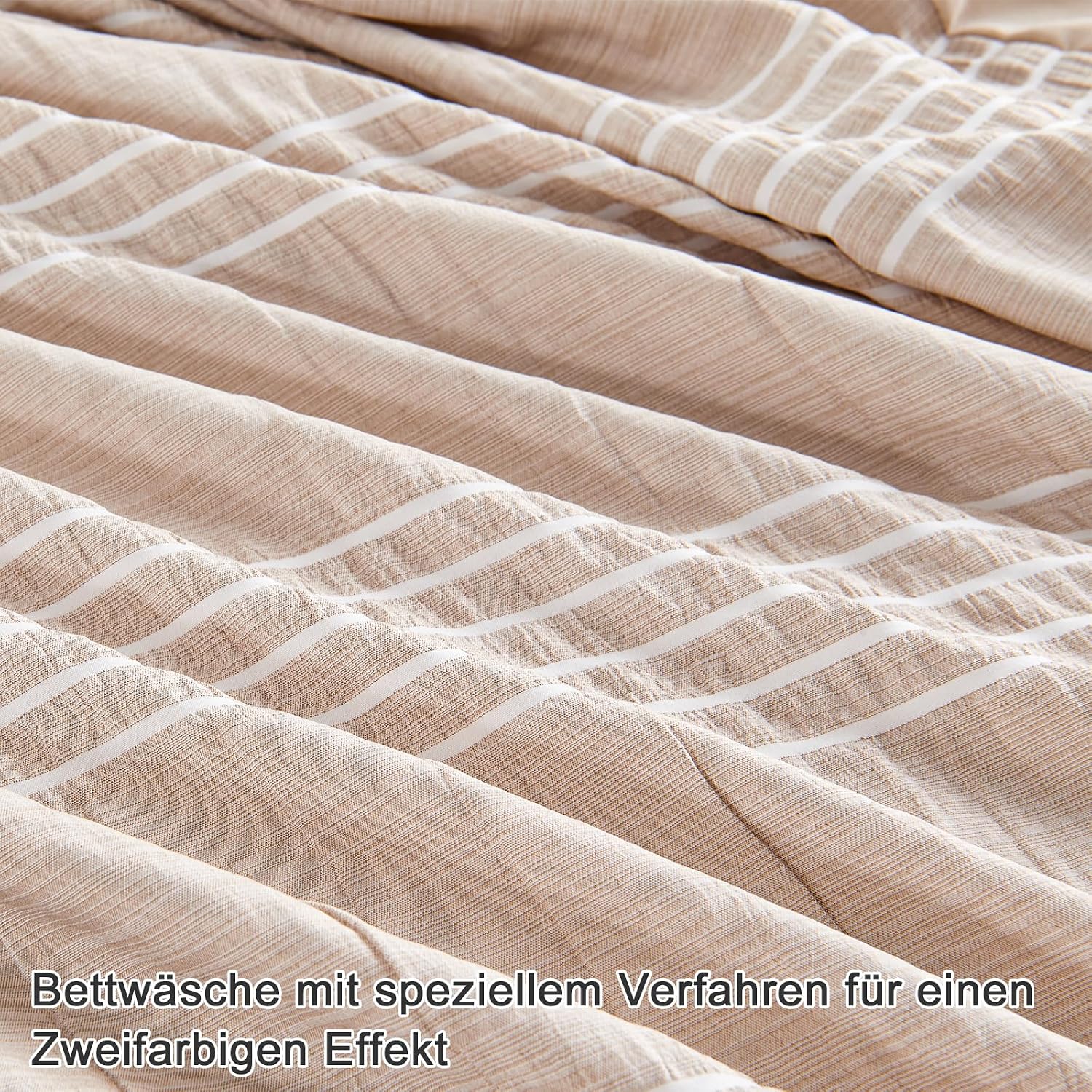 Qucover Bettwaesche 135x200 Seersucker grau weiss gestreift Mikrofaser 200cm-220cm