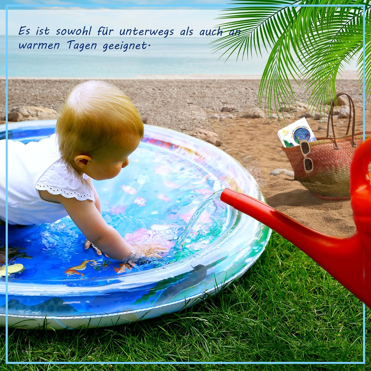 Wasserspielmatte Baby XXL 100 cm, BPA-frei, Bauchlage ab 3 Monate