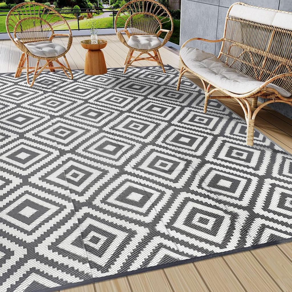 Famibay Outdoor Teppich 245x305 cm wasserabweisend wendbar 180cm-365cm