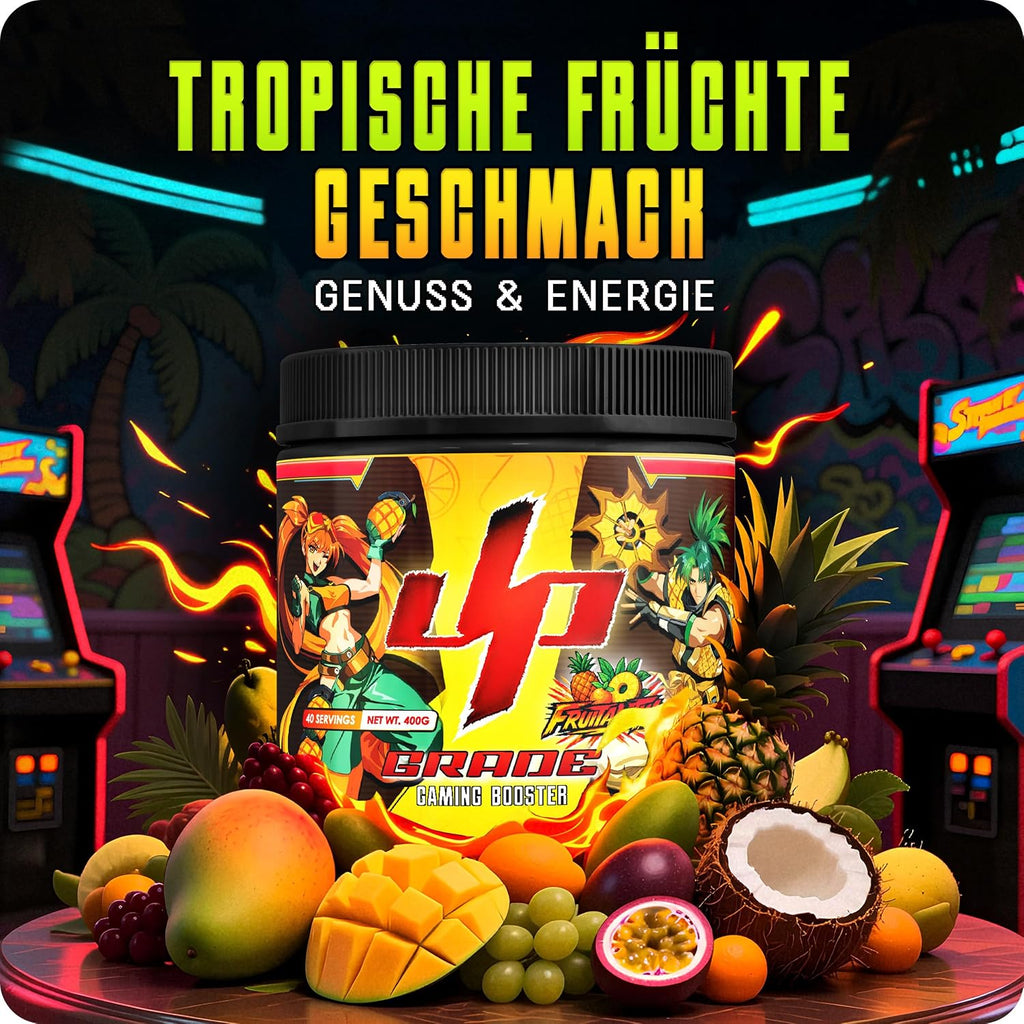 UP‑GRADE Gaming Booster Pulver 40 Portionen Fokus & Power verschiedene Sor