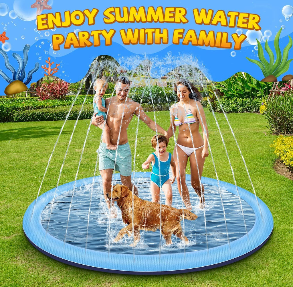 Kinder Wassersprinkler 200 cm mit Antirutschfunktion Hund-Motiv Blau