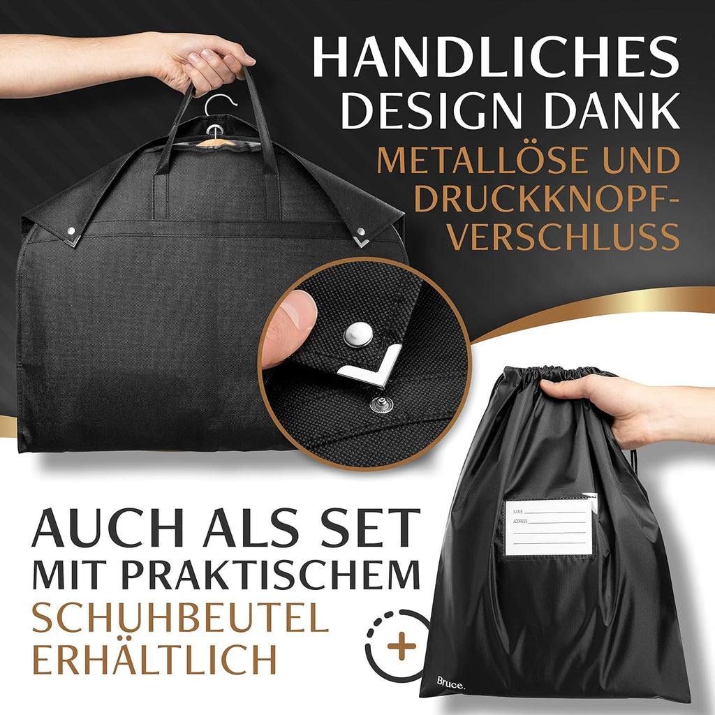 Bruce 2X Kleidersack Kurz 120x60 cm mit 1x Schuhbeutel Kleiderschutz