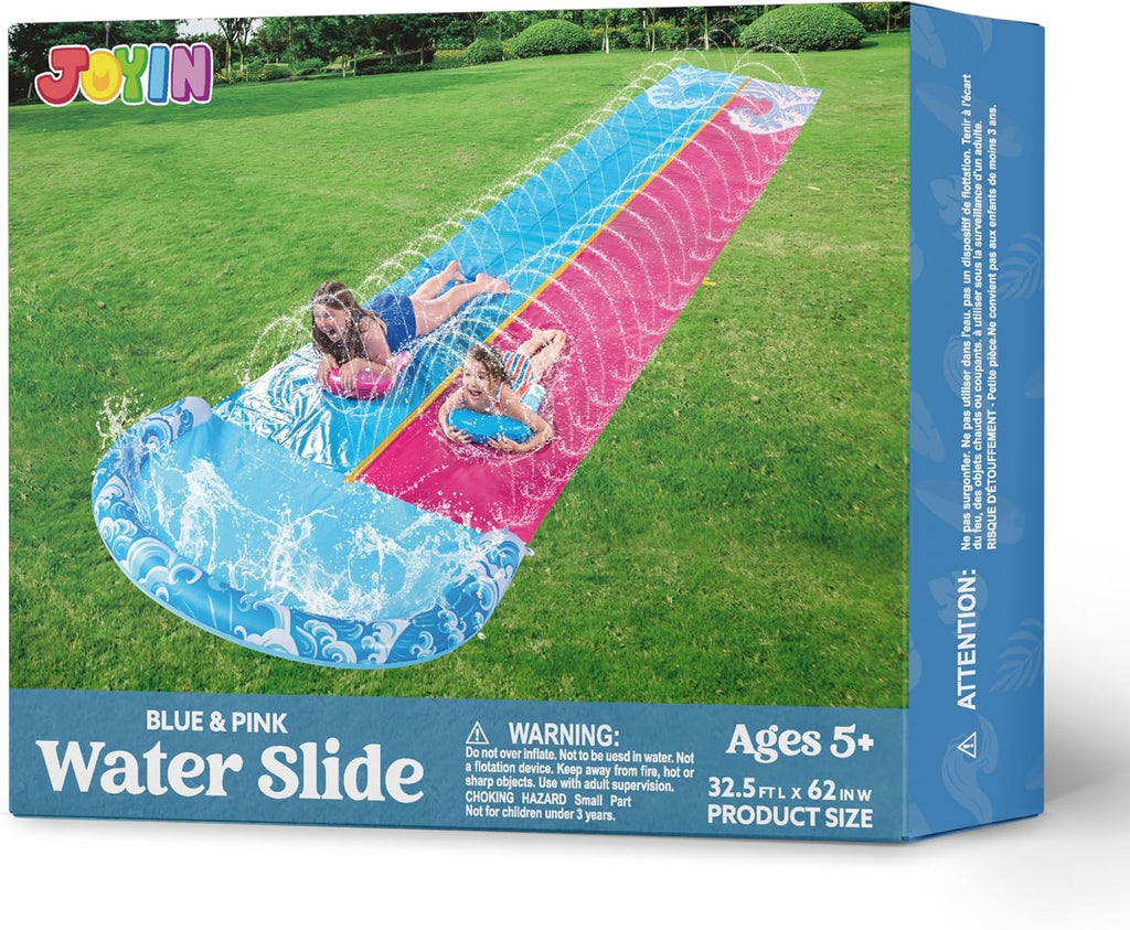 JOYIN Gartenschlitterbahn Wasserrutsche 685,8cm-990,6cm mit 2 Bodyboards Sprinkl